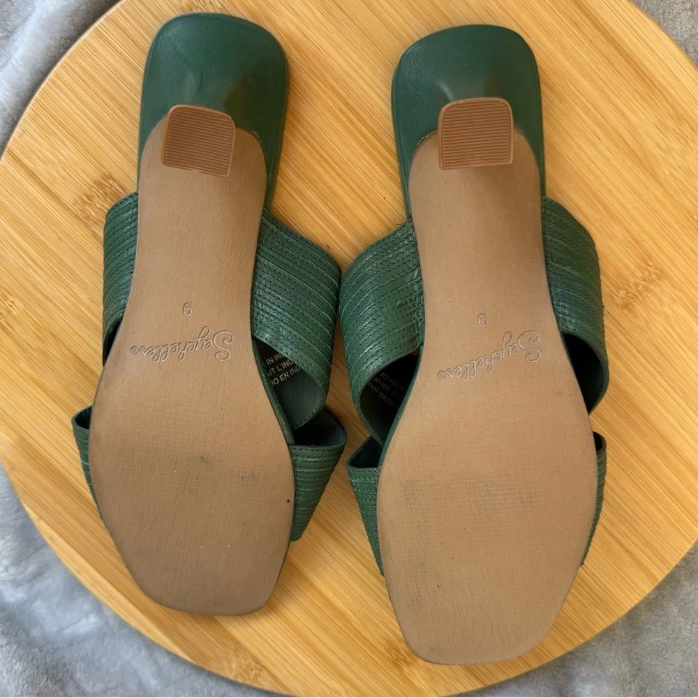 Seychelles Fleet Green Leather Heels Women’s Size 9 - Picture 8 of 9